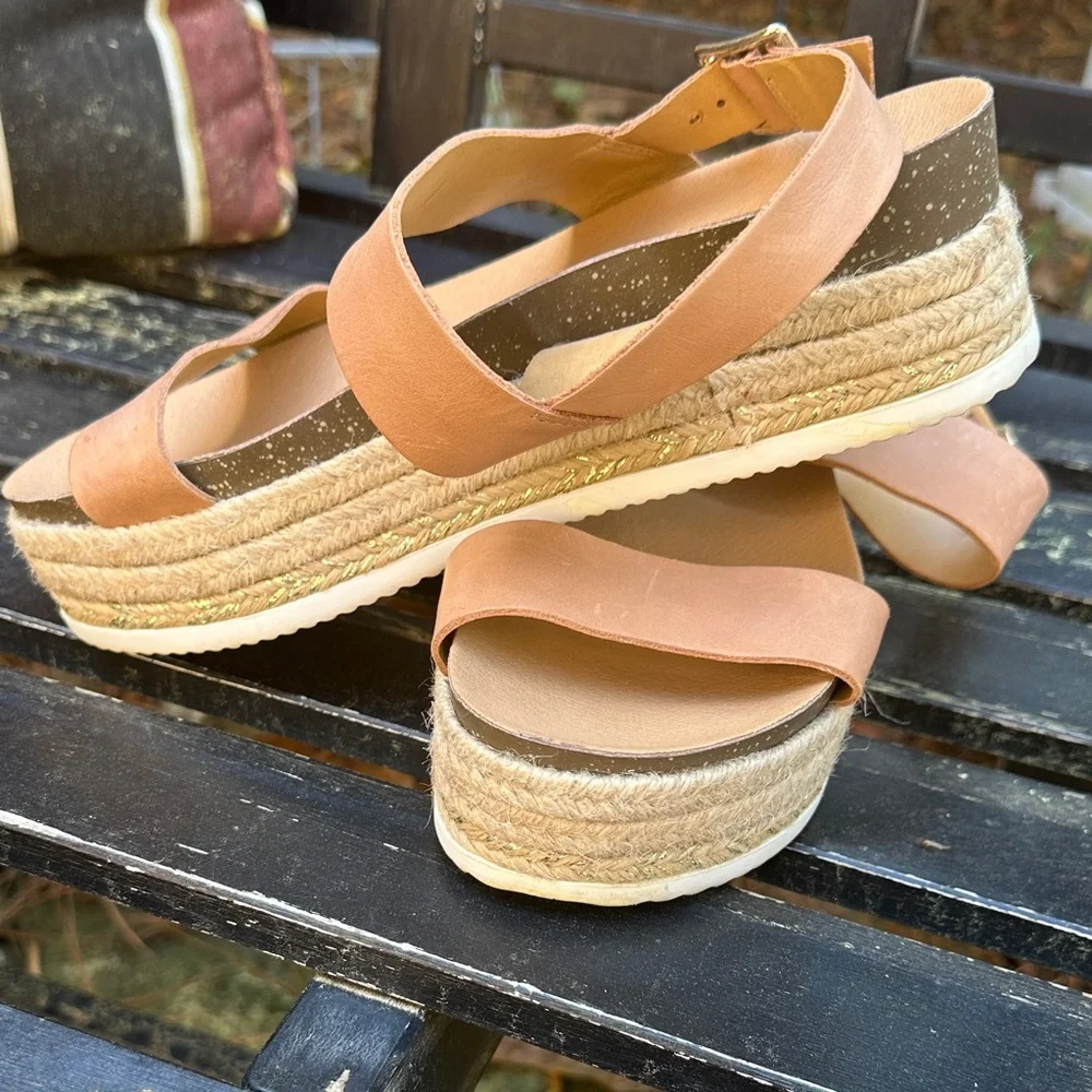 🌴🤎Chelsea Crew Tan Platform Espadrille Sandals•Size 8🤎🌴